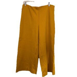 Chico's So Slimming Wide Leg Ponte Pants Womens Sz 2 Reg Stretch Pull On Gold